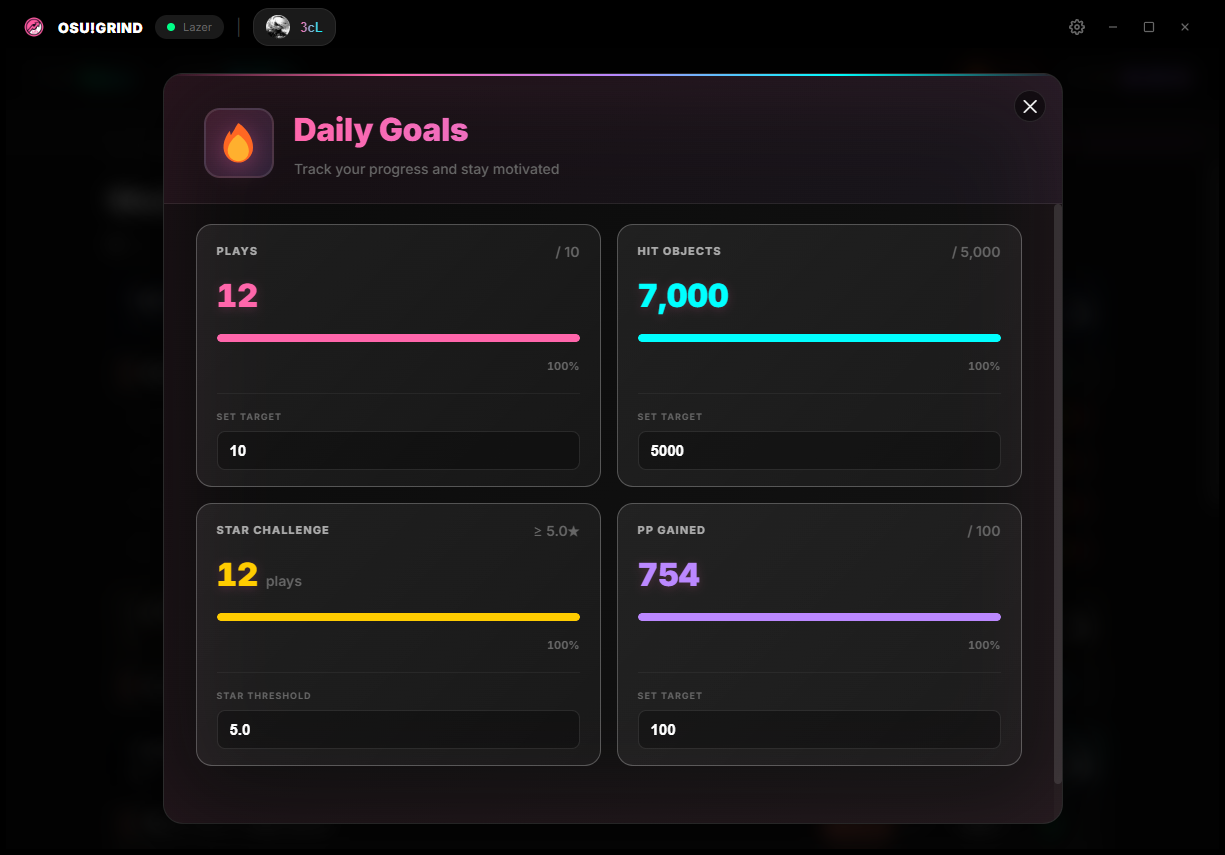 Daily Goals and Fire Animation